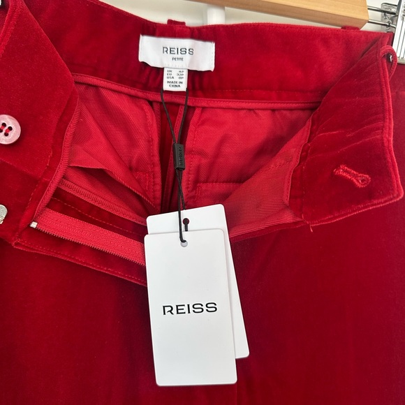 Reiss Crimson Velvet Wide-Leg Trousers - Picture 6 of 10